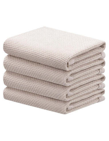 Toallas de Cocina de Algodón Joybest - Paquete de 4, 45.7x71.1 cm, Beige