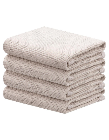 Toallas de Cocina de Algodón Joybest - Paquete de 4, 45.7x71.1 cm, Beige