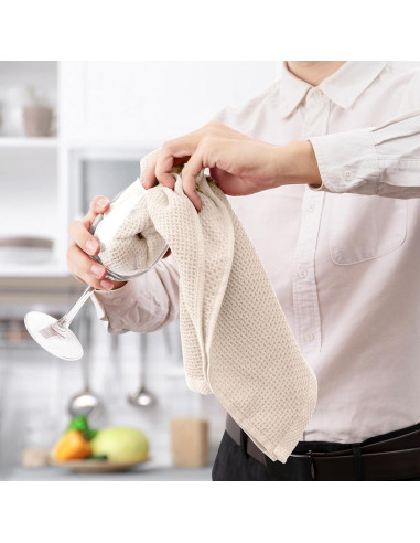 Toallas de Cocina de Algodón Joybest - Paquete de 4, 45.7x71.1 cm, Beige