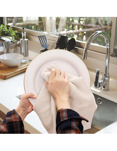 Toallas de Cocina de Algodón Joybest - Paquete de 4, 45.7x71.1 cm, Beige