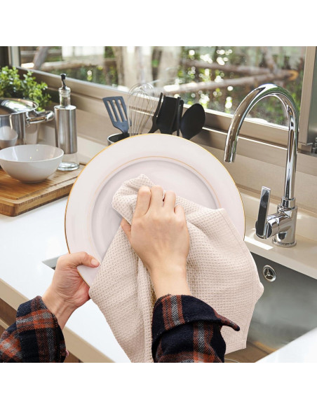 Toallas de Cocina de Algodón Joybest - Paquete de 4, 45.7x71.1 cm, Beige