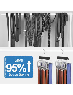 Perchero 2 en 1 TOPIA HANGER para Corbatas y Cinturones Negro 2