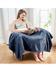 Manta Eléctrica Calentada PTQ 127x152cm Franela Azul 6 Niveles 2