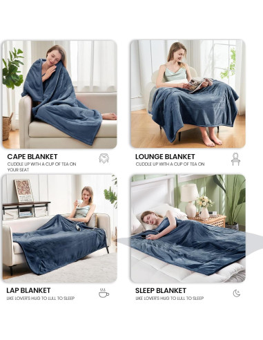 Manta Eléctrica Calentada PTQ 127x152cm Franela Azul 6 Niveles