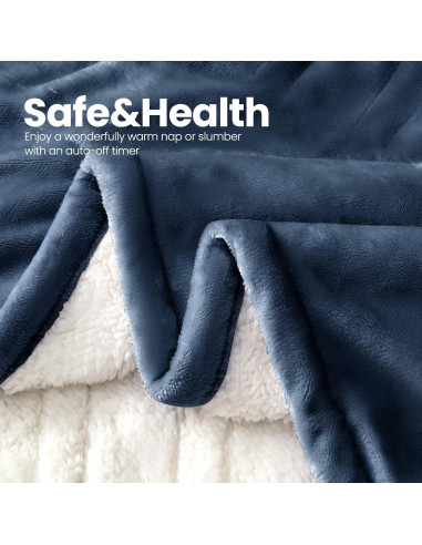 Manta Eléctrica Calentada PTQ 127x152cm Franela Azul 6 Niveles