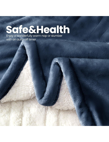 Manta Eléctrica Calentada PTQ 127x152cm Franela Azul 6 Niveles