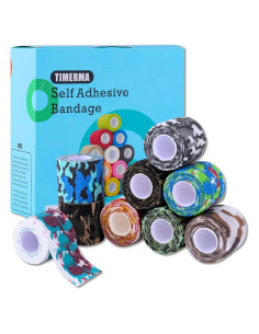 9 Rollos de Venda Autoadhesiva Elástica Multi-Camuflaje TIMERMA