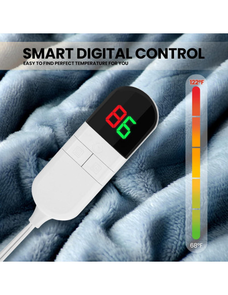 Manta Eléctrica Calentada PTQ 127x152cm Franela Azul 6 Niveles