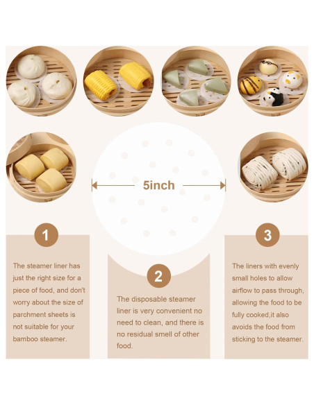 200 Forros de Papel para Freidora de Aire 5" HTBMALL Antiadherente