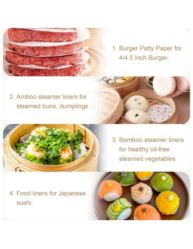 200 Forros de Papel para Freidora de Aire 5" HTBMALL Antiadherente