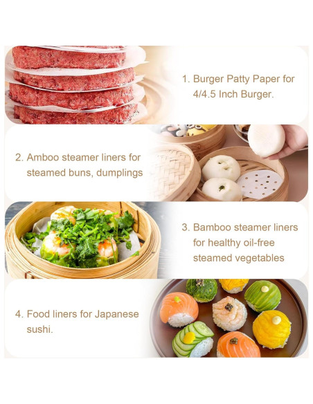 200 Forros de Papel para Freidora de Aire 5" HTBMALL Antiadherente