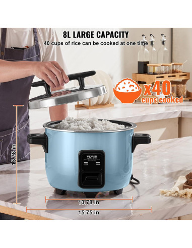 Olla Arrocera Comercial VEVOR 8L 40 Tazas Antiadherente
