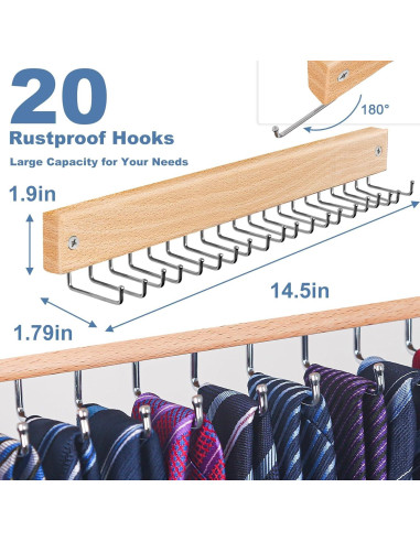 Organizador de Corbatas y Cinturones OTECKK con 20 Ganchos