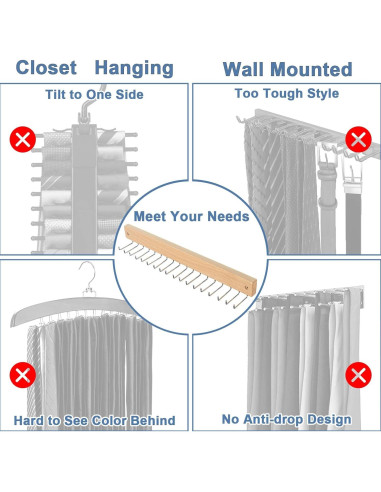 Organizador de Corbatas y Cinturones OTECKK con 20 Ganchos