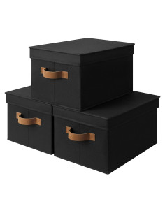Cajas de Almacenamiento con Tapa StorageWorks, 3 Unidades, Grande, Negra