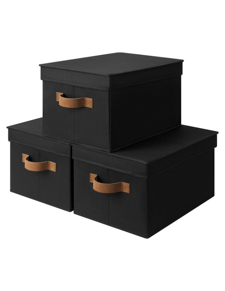 Cajas de Almacenamiento con Tapa StorageWorks, 3 Unidades, Grande, Negra