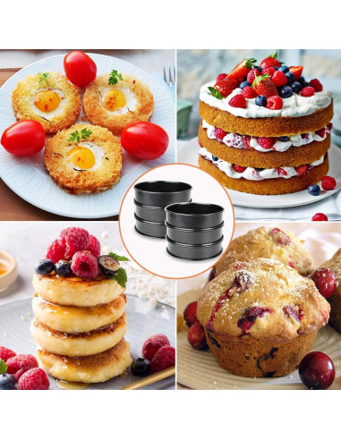 Juego de 6 Anillos para Muffin AIDOIT 10.5 cm Antiadherentes