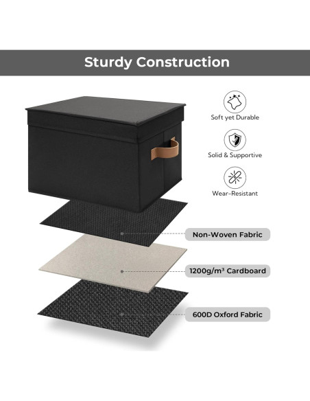 Cajas de Almacenamiento con Tapa StorageWorks, 3 Unidades, Grande, Negra
