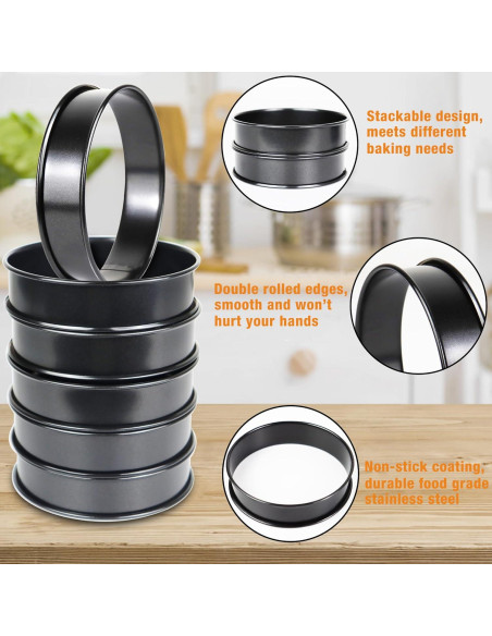 Juego de 6 Anillos para Muffin AIDOIT 10.5 cm Antiadherentes