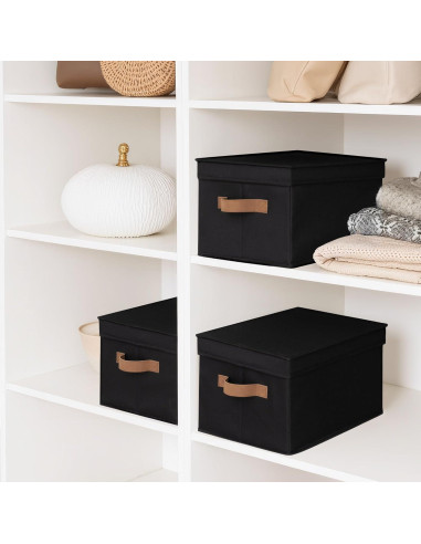 Cajas de Almacenamiento con Tapa StorageWorks, 3 Unidades, Grande, Negra