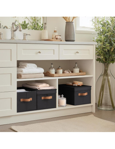 Cajas de Almacenamiento con Tapa StorageWorks, 3 Unidades, Grande, Negra