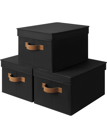 Cajas de Almacenamiento con Tapa StorageWorks, 3 Unidades, Grande, Negra
