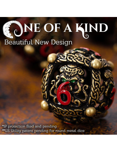 Juego de Dados Redondos de Metal Soar Forge - Cthulhu Bronce Antiguo