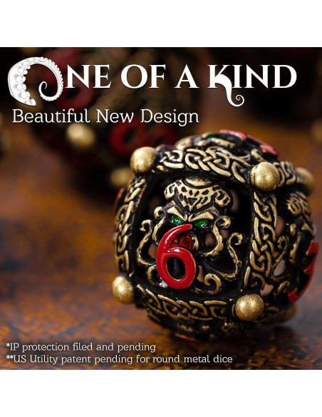 Juego de Dados Redondos de Metal Soar Forge - Cthulhu Bronce Antiguo