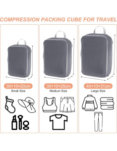 Cubo de Compresión PATIKIL 3 Set Nylon Impermeable Gris 2