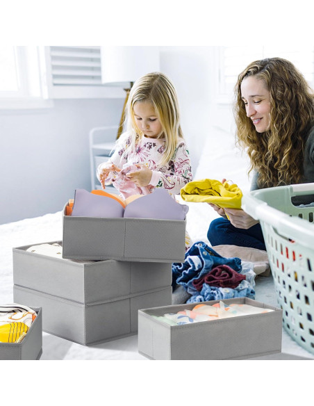 Organizadores de Cajones Criusia 15 Piezas Tela Plegables Gris Organizadores de Cajones Criusia 15 Piezas Tela Plegables Gris