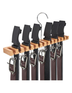 Organizador de Cinturones Ohuhu con Ganchos - Madera Clara