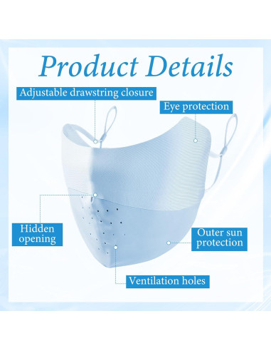 Máscara Facial UV Teaaha 3 Piezas Nylon Reutilizable Pastel