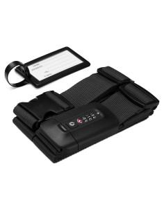 Correa de Equipaje Navaris con Candado y Etiqueta ID - Negro