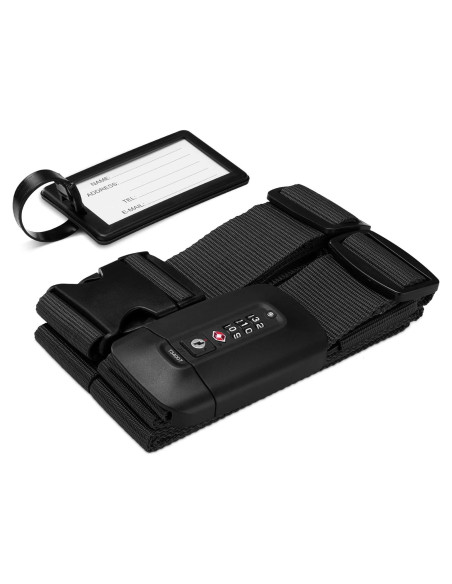 Correa de Equipaje Navaris con Candado y Etiqueta ID - Negro