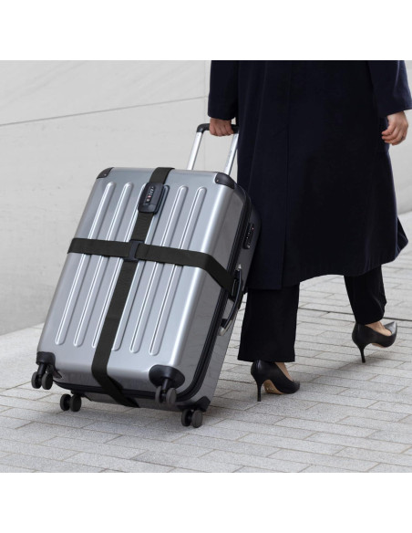 Correa de Equipaje Navaris con Candado y Etiqueta ID - Negro