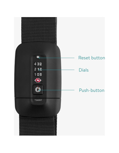 Correa de Equipaje Navaris con Candado y Etiqueta ID - Negro