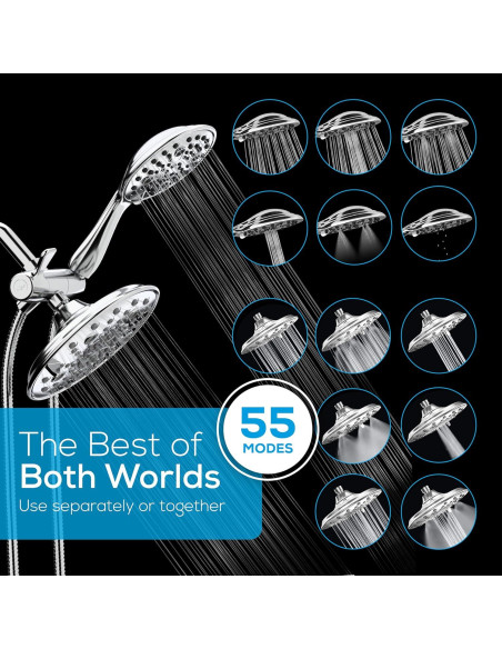 Cabezal de Ducha Doble SparkPod 55 Modos Cromo Pulido 1.4 kg