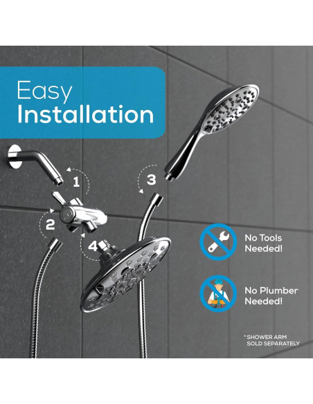 Cabezal de Ducha Doble SparkPod 55 Modos Cromo Pulido 1.4 kg