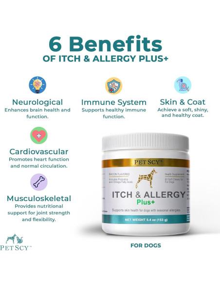 Masticables PetScy Picazón y Alergia Plus para Perros 60 Unidades