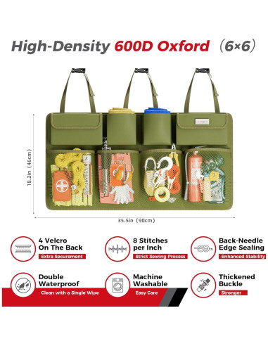 Organizador Colgante de Maletero SURDOCA Verde Militar 90x46 cm