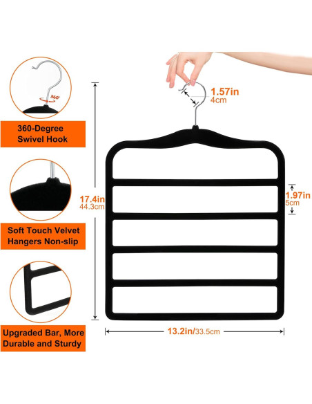 Perchas para Pantalones CLODSPAC, 5 en 1, Antideslizantes