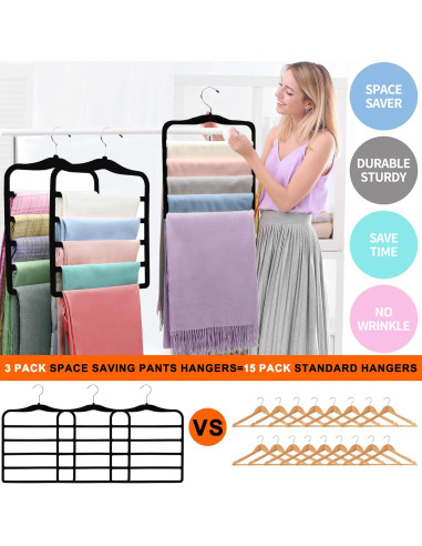 Perchas para Pantalones CLODSPAC, 5 en 1, Antideslizantes