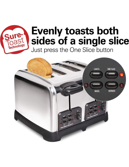 Tostadora Hamilton Beach 24782 Acero Inoxidable 4 Rebanadas