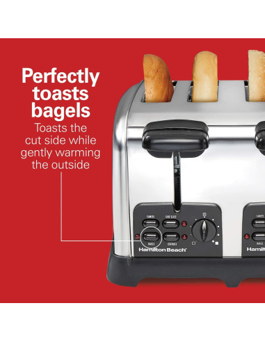 Tostadora Hamilton Beach 24782 Acero Inoxidable 4 Rebanadas