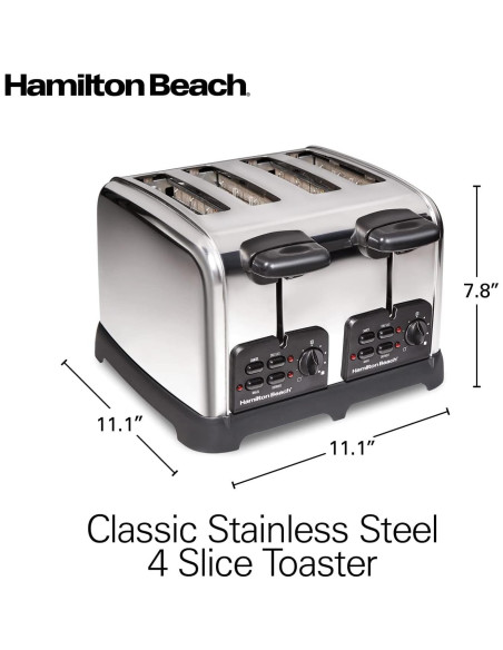 Tostadora Hamilton Beach 24782 Acero Inoxidable 4 Rebanadas