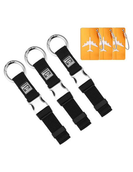 Correas de Equipaje FABULWAY 3 Piezas Ajustables Negro