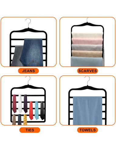 Perchas para Pantalones CLODSPAC, 5 en 1, Antideslizantes