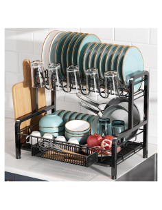 Estante para Secar Platos BOOSINY 2 Niveles Acero Inoxidable