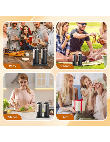 Molino Eléctrico de Sal y Pimienta AmaCielo, Recargable USB, Negro