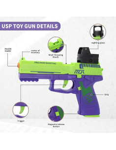 Pistola de Juguete SHOOTOSE USP con 40 Balas de Espuma 2